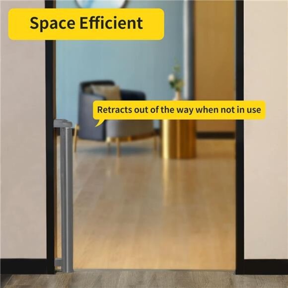 Retractable Baby Gate,Mesh Baby Gate or Mesh Dog Gate,33" Tall,Extends up to 55" - Picture 4 of 7